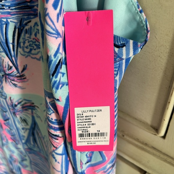 Lilly Pulitzer NWT sahar romper whisper blue yeah buoy size 14 - Picture 2 of 6